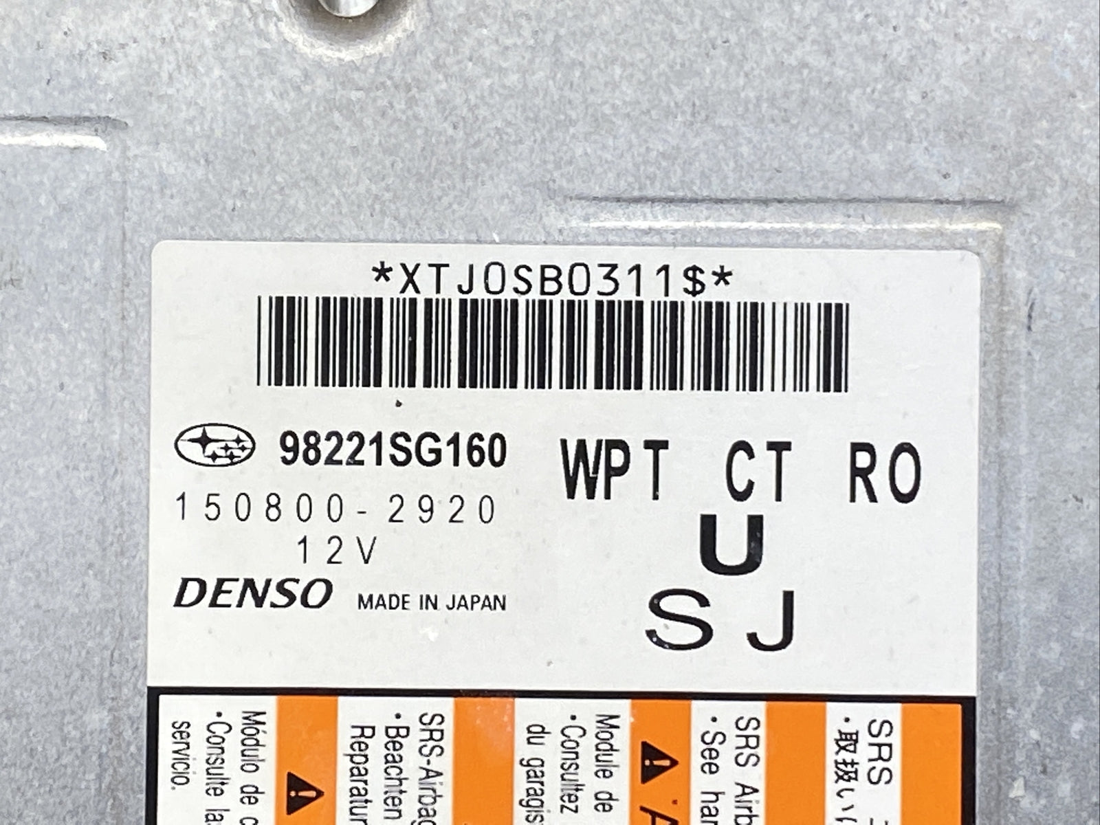 2016 Subaru Forester SRS Air Bag Airbag Control Module 98221SG1601