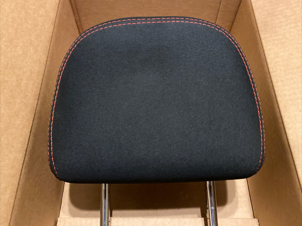 10 14 Avenger Chrysler 200 Front Head Rest Headrest Cloth Black w/ Red Stitching4
