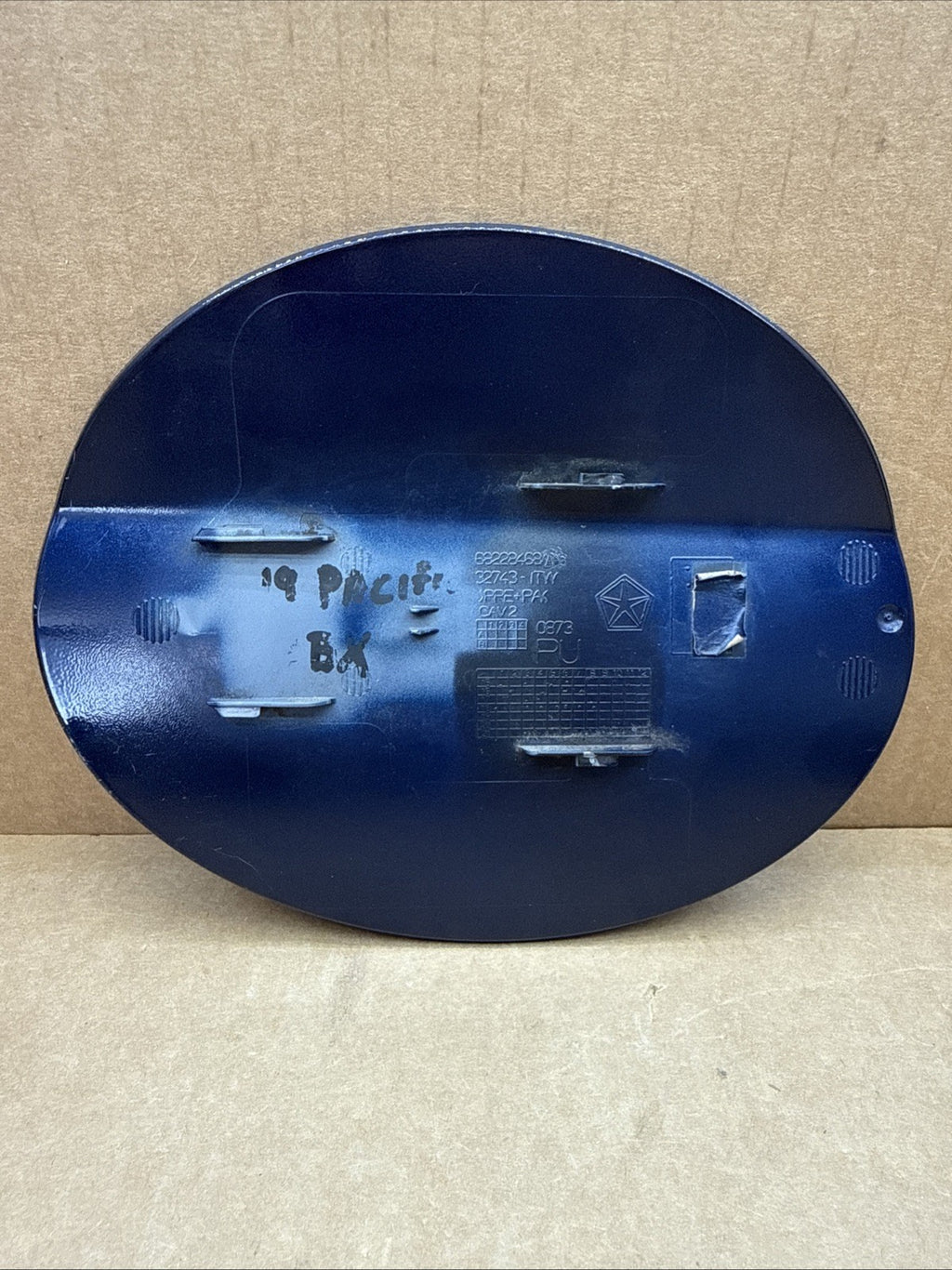 2017-2025 Pacifica Fuel Gas Tank Filler Door Lid Cover OEM PBX Blue Scratched2