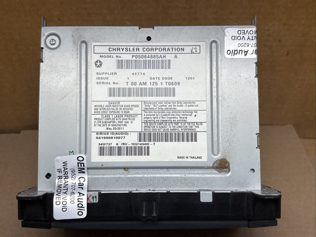 2011 2013 Jeep Grand Cherokee Radio RBZ P05064885AH 05064885AH10