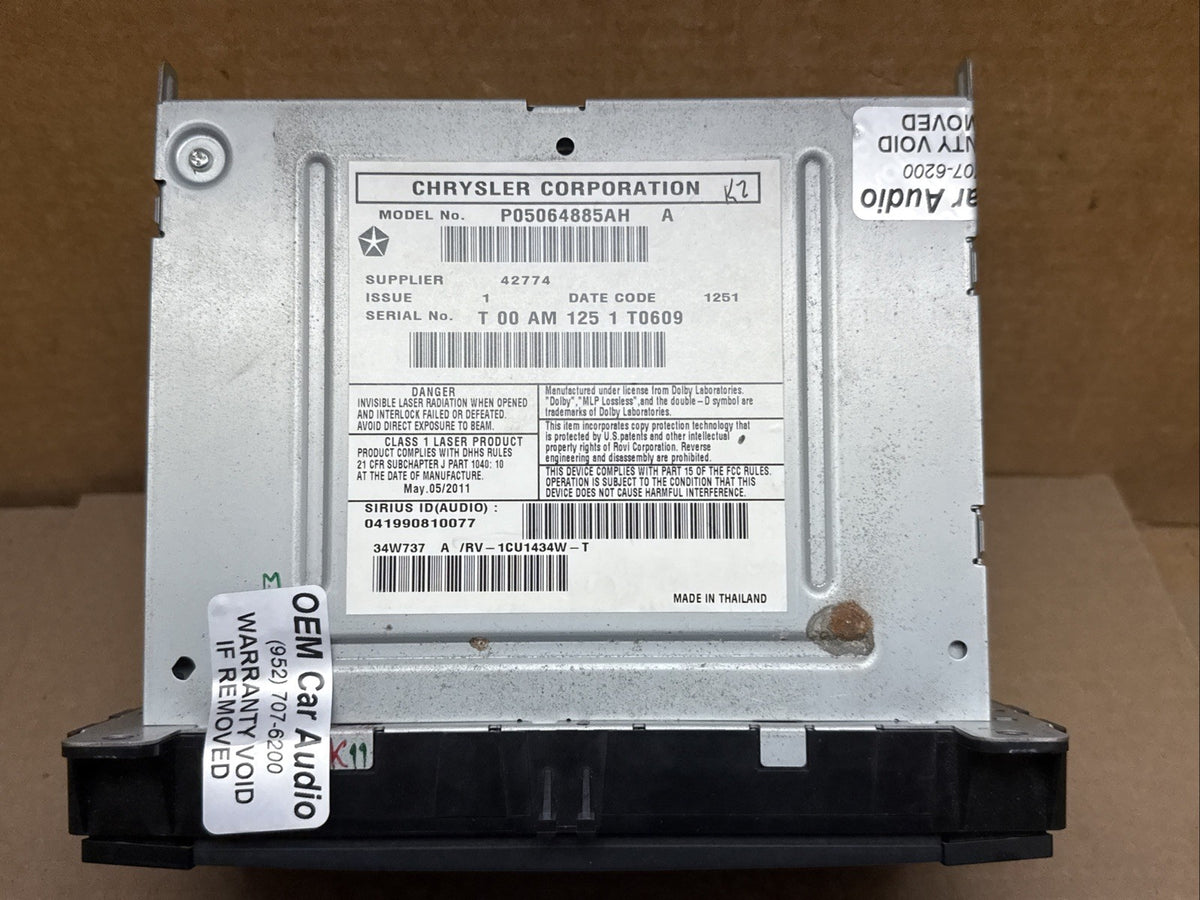 2011 2013 Jeep Grand Cherokee Radio RBZ P05064885AH 05064885AH10