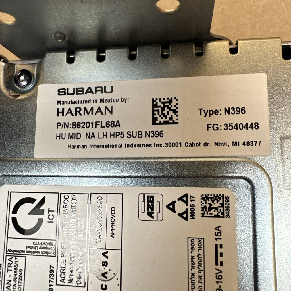 2019 Subaru Impreza Radio Dash Screen Display 86201FL68A7