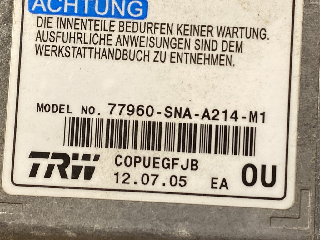Honda Civic Coupe Air Bag Airbag Computer Control Module 77960 SNA A214 M11
