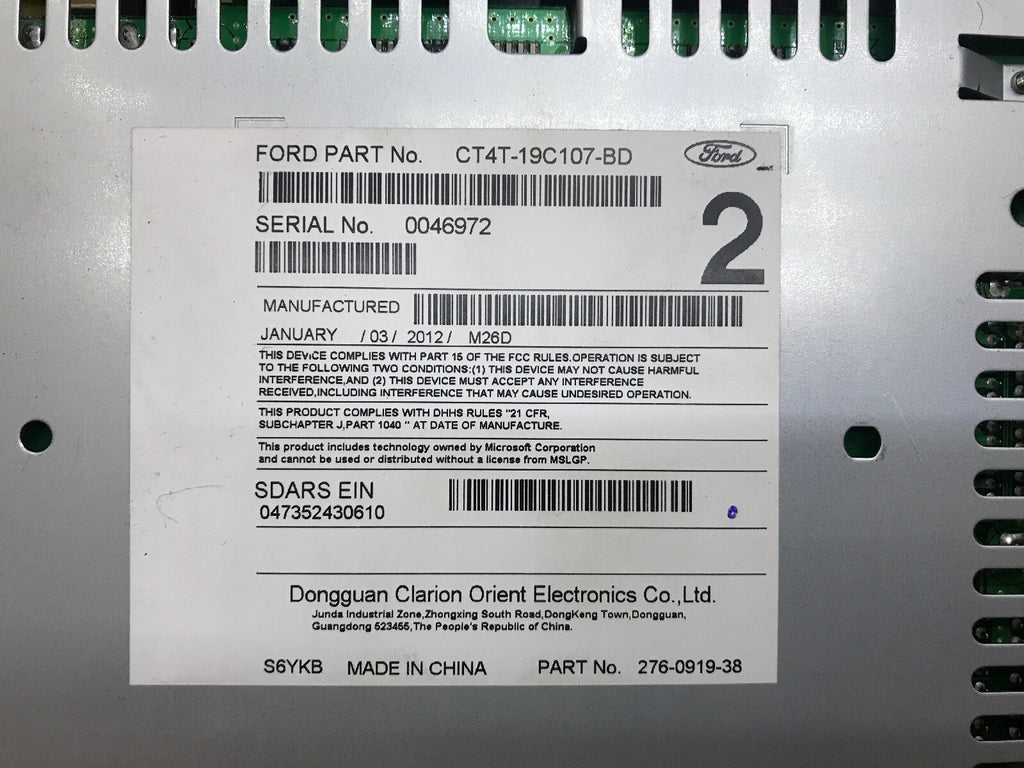 12 14 LINCOLN MKZ FORD EDGE RADIO RECEIVER CD PU 3454L C CT4T 19C107 BD8