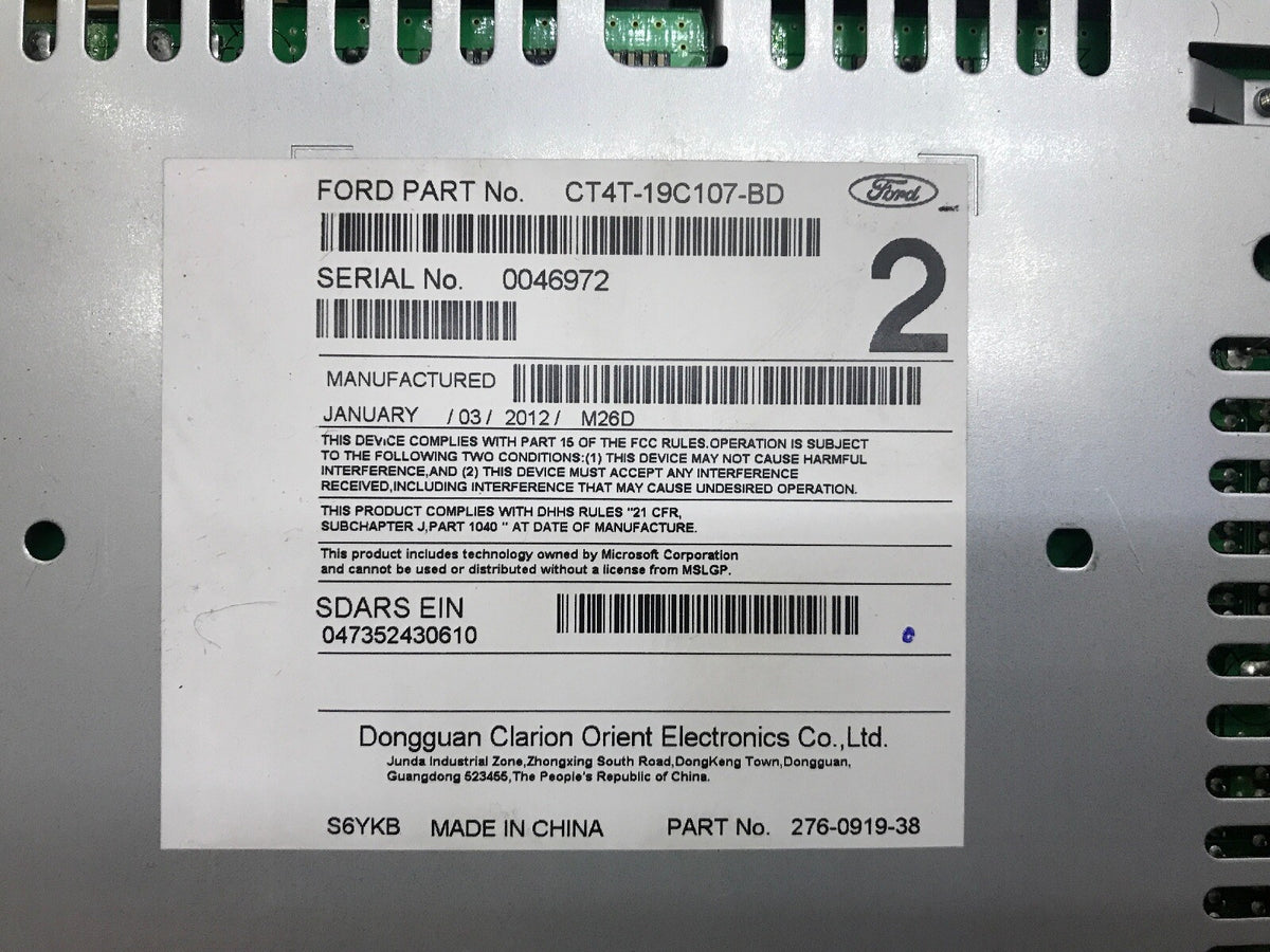 12 14 LINCOLN MKZ FORD EDGE RADIO RECEIVER CD PU 3454L C CT4T 19C107 BD8