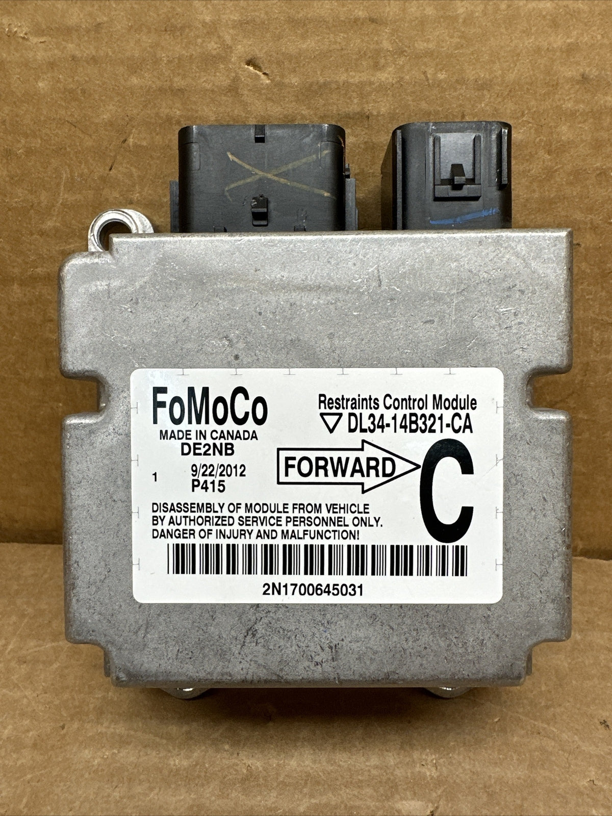 2013 2014 Ford F 150 F150 SRS Airbag Air Bag Control Module DL34 14B321 CA2