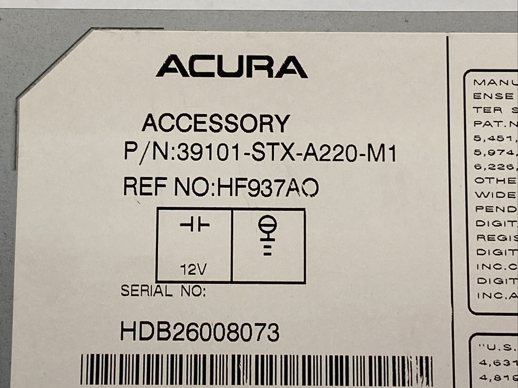 07 09 Acura MDX Radio Audio Player MP3 WMA DVD OEM W/ CODE 39101 STX A220 M110