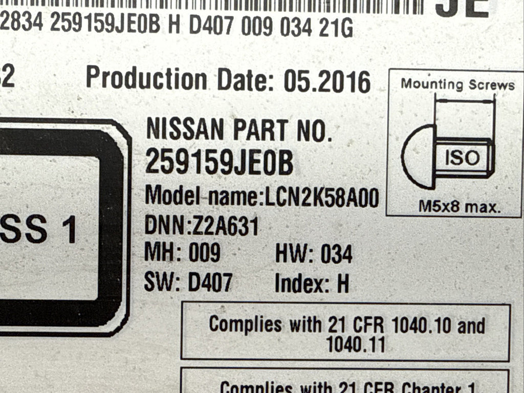 2014 2019 Nissan Van NV1500 Sentra Versa Radio Receiver Display 259159JE0B11