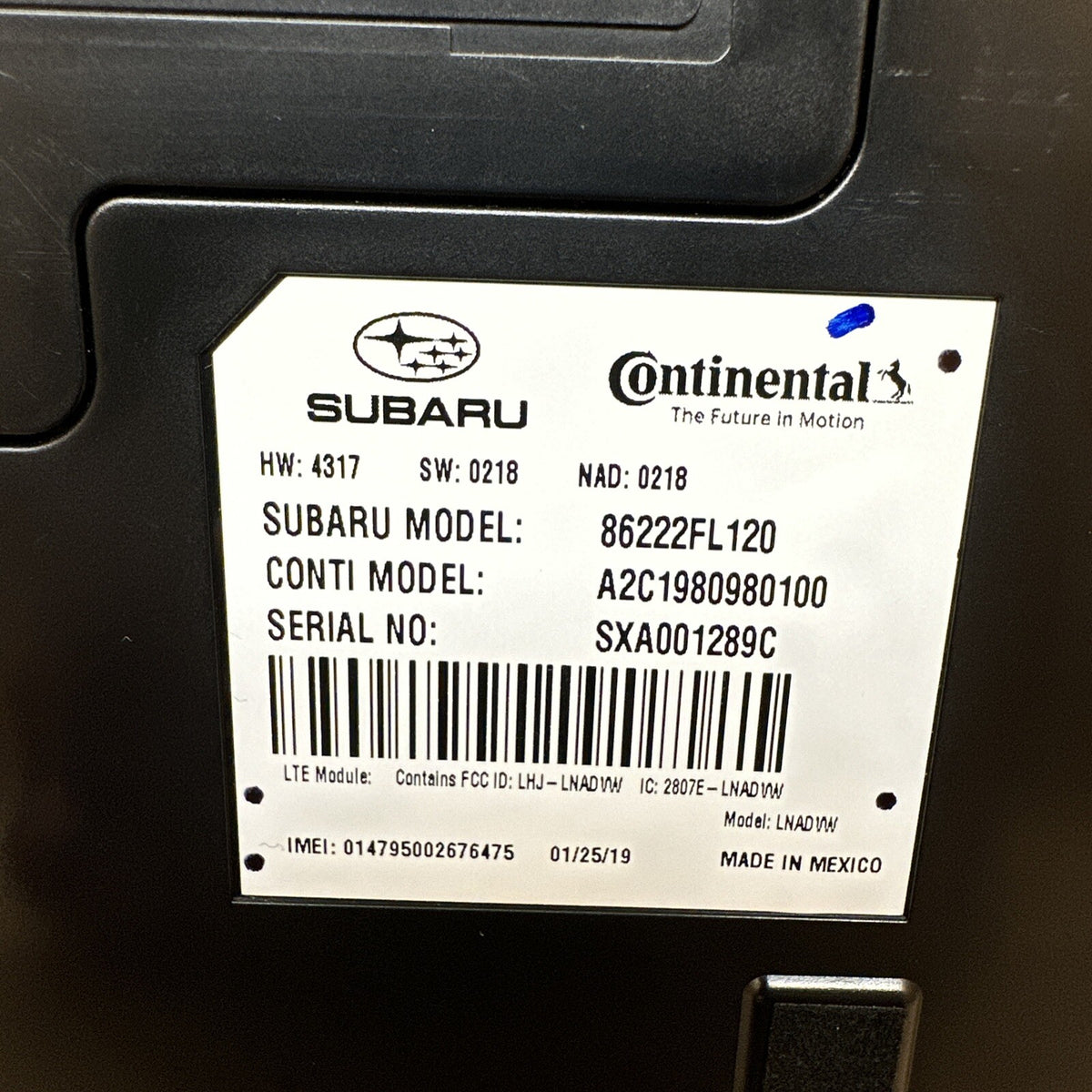 2018 2020 Subaru Crosstrek Communication Telematics Control Module 86222FL1201