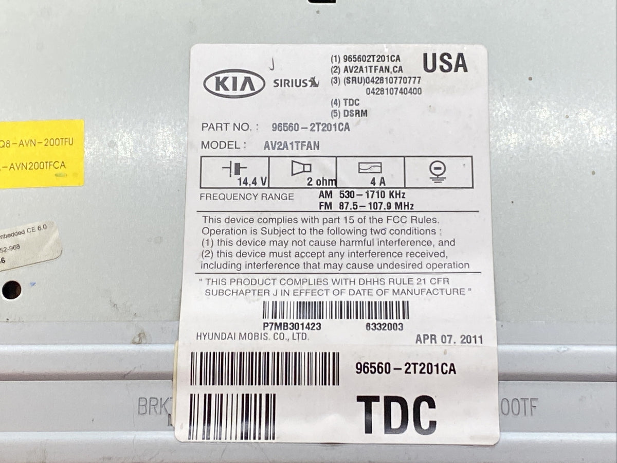 2011 2013 Kia Optima Radio Player Screen Display 96560 2T201CA OEM5