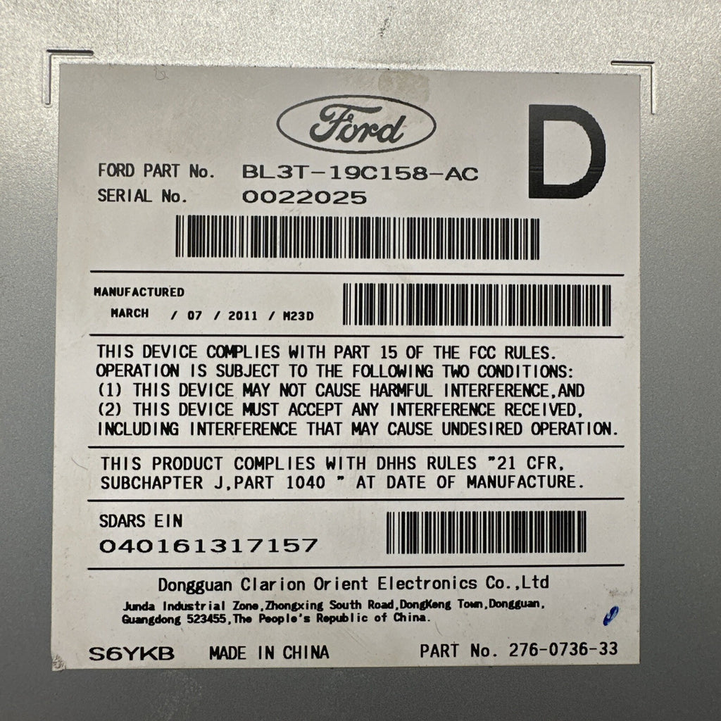 2011   2012 Ford F150 F 150 OEM Premium 6 CD AM FM Radio Receiver BL3T 19C158 AC8
