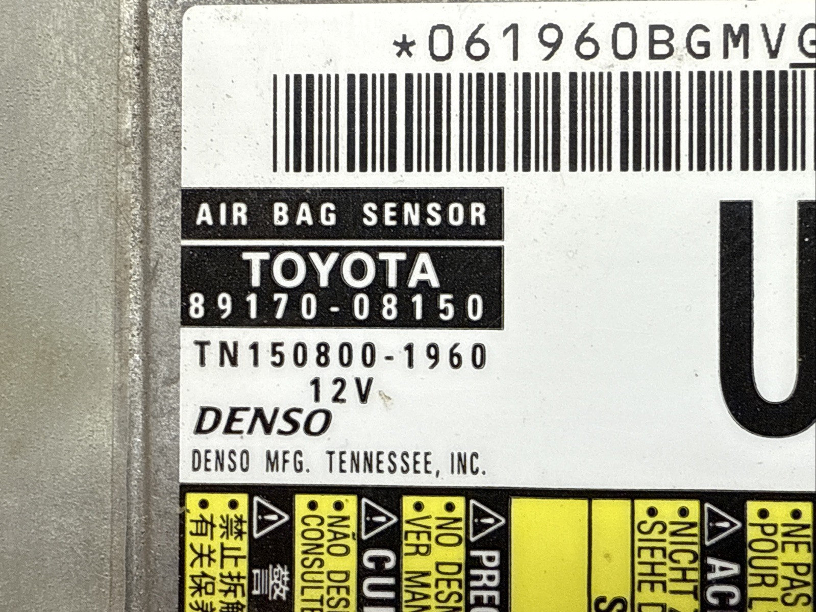 211 2014 Toyota Sienna Air Bag Airbag Control Module Computer 89170 081501