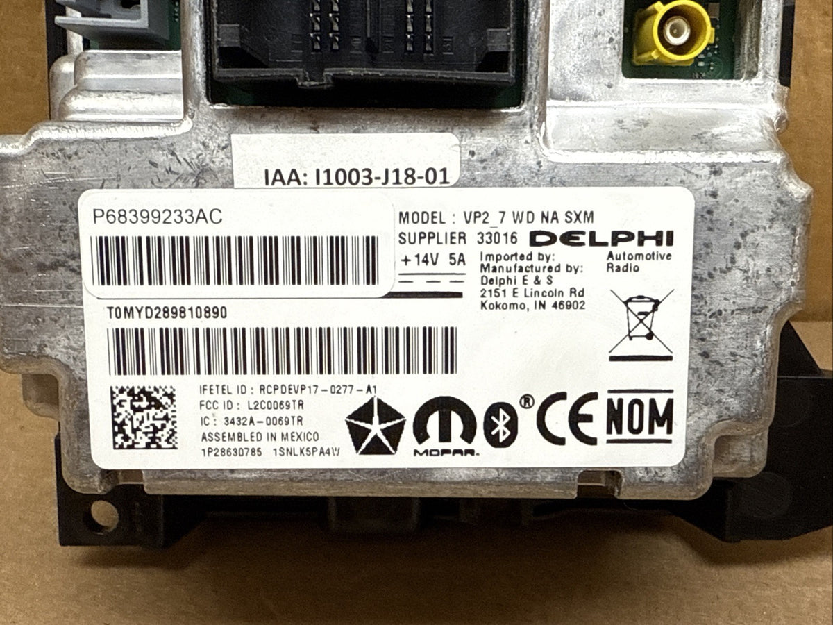 2019 Dodge Durango Dash Touch Screen Radio VP2 7 WD NA SXM 68399233AC10