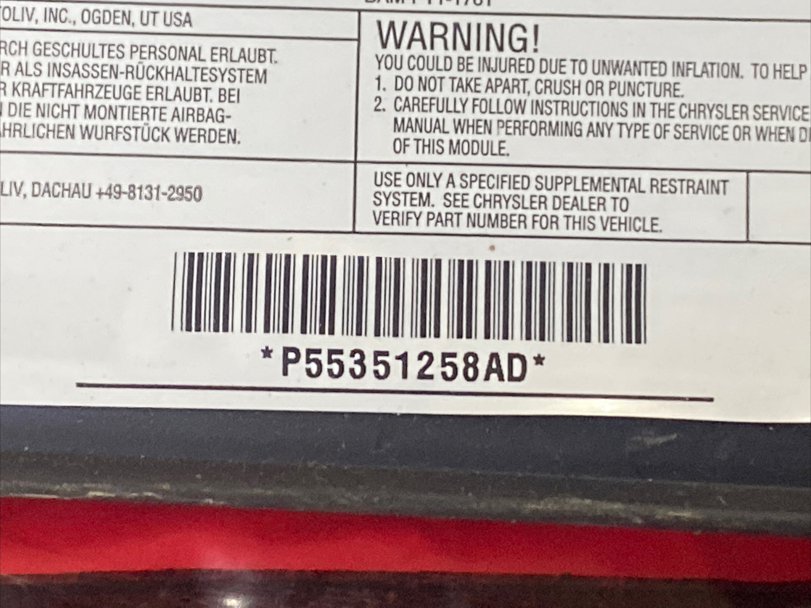 08 17 Patriot Driver Passenger Left Right Upper Curtain Roof Air Bag Airbag Set3