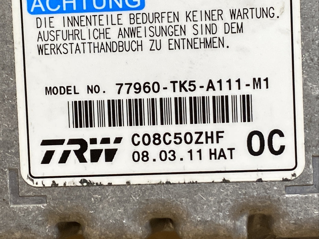 2012 Acura TL AirBag Air Bag Restraint Control Module OEM 77960 TK5 A111 M12