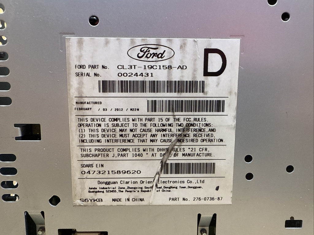2012 Ford F 150 F150 Dash Radio Stereo CD Player CL3T 19C158 AD6