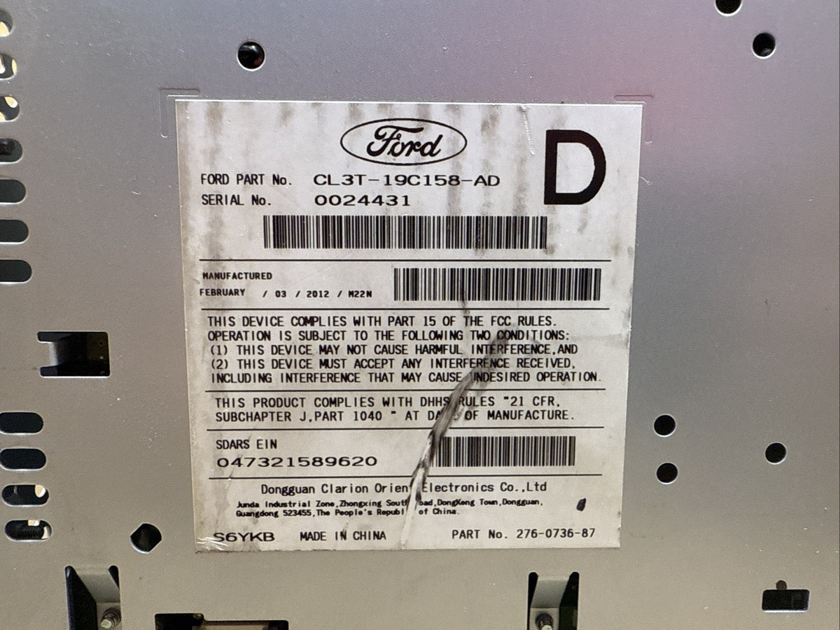 2012 Ford F 150 F150 Dash Radio Stereo CD Player CL3T 19C158 AD6