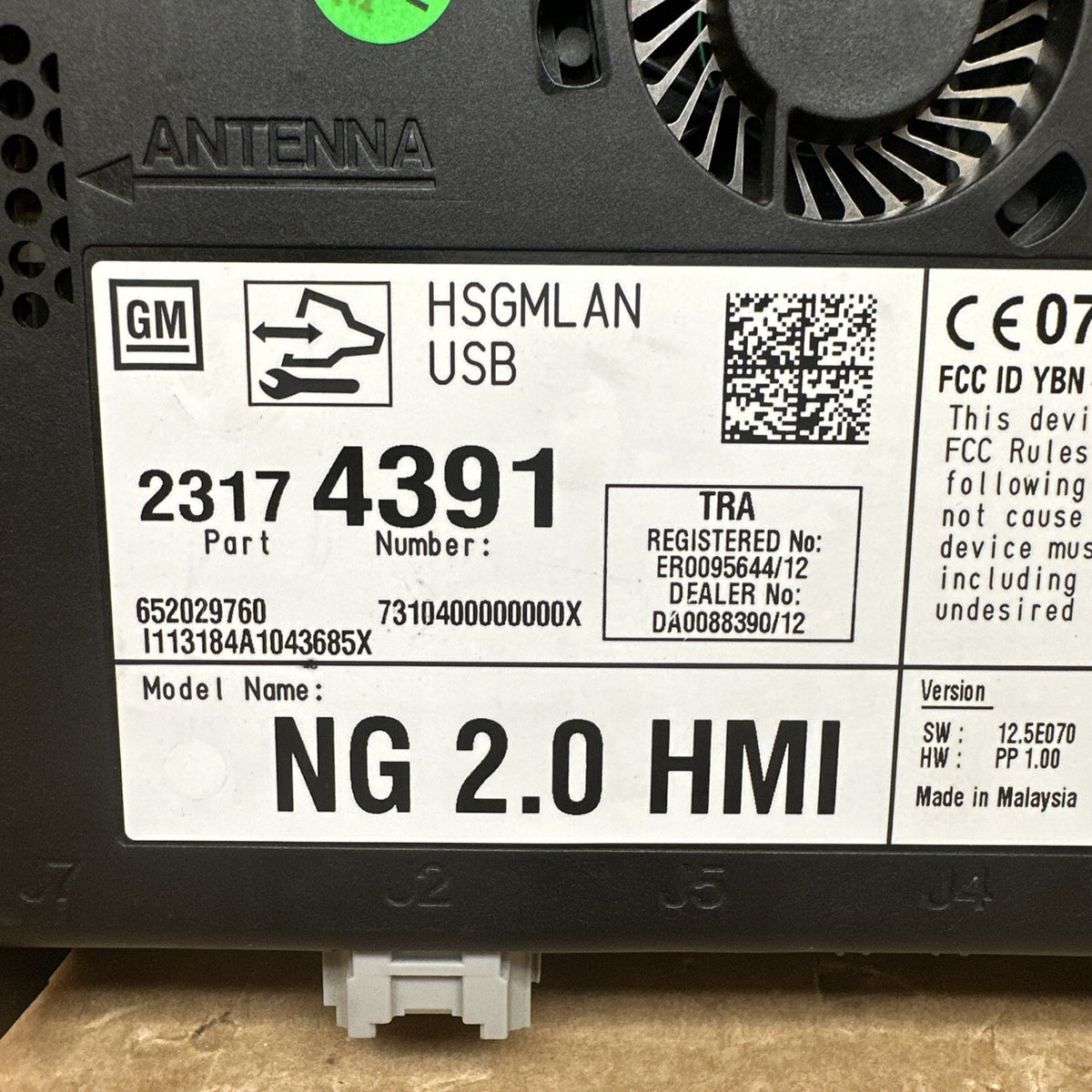 2014 GM HMI Human Machine Interface NG 2.0 Control Module 231743911