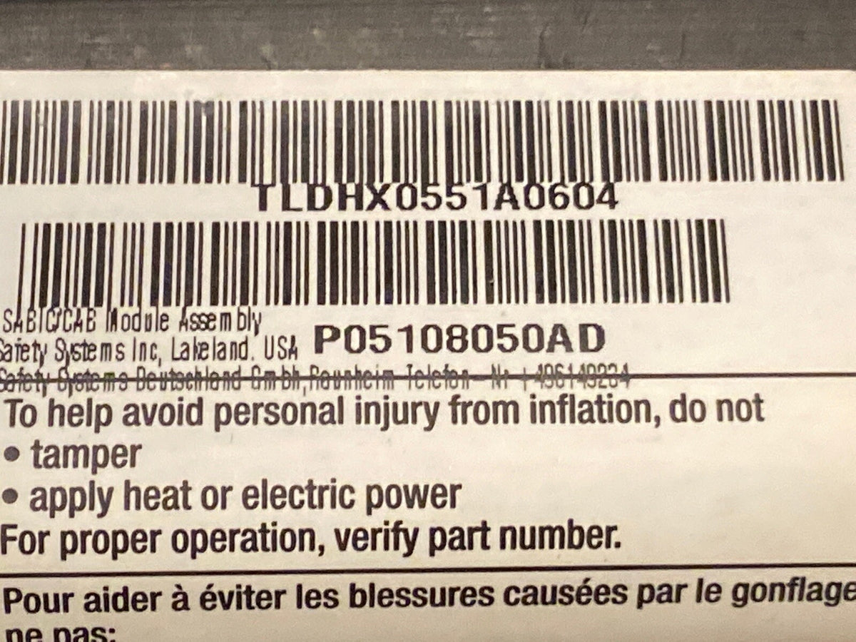 Charger Chrysler 300 Right Passenger Curtain Roof Air Bag Airbag P05108050AD4