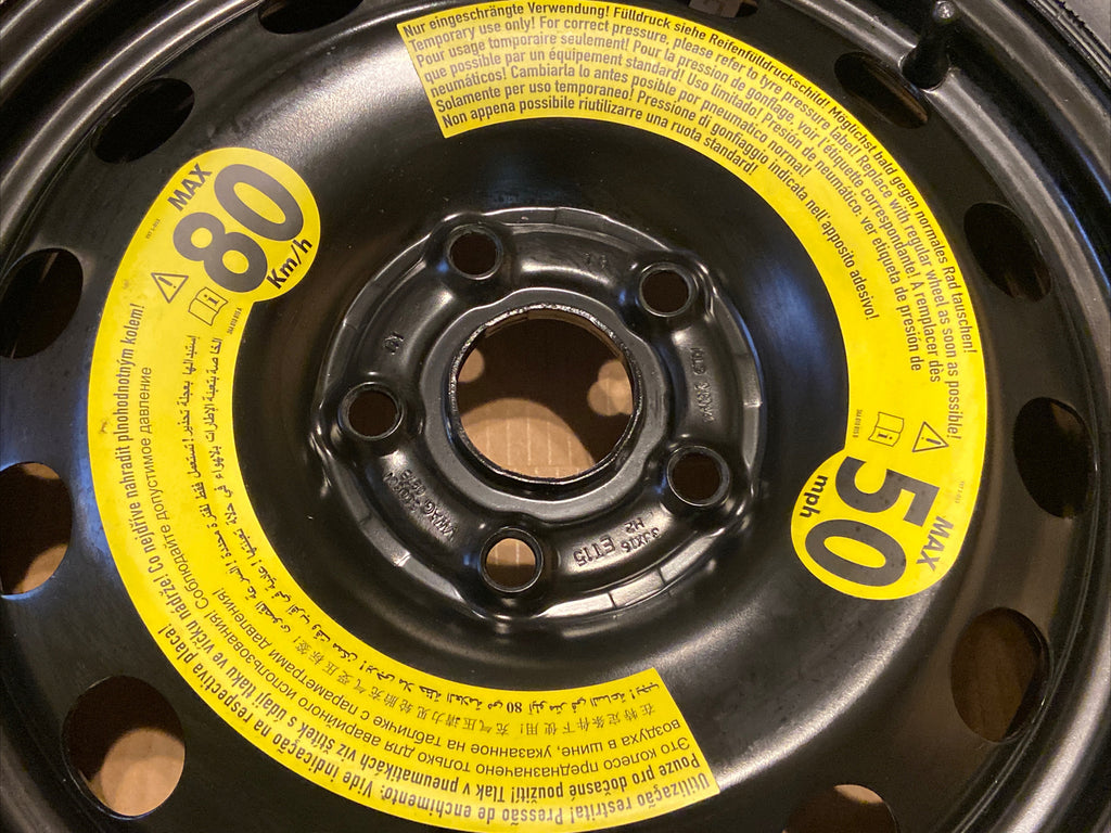 11 19 VW Volkswagen Jetta Compact Spare Tire Wheel Continental 16 In T125/90R161