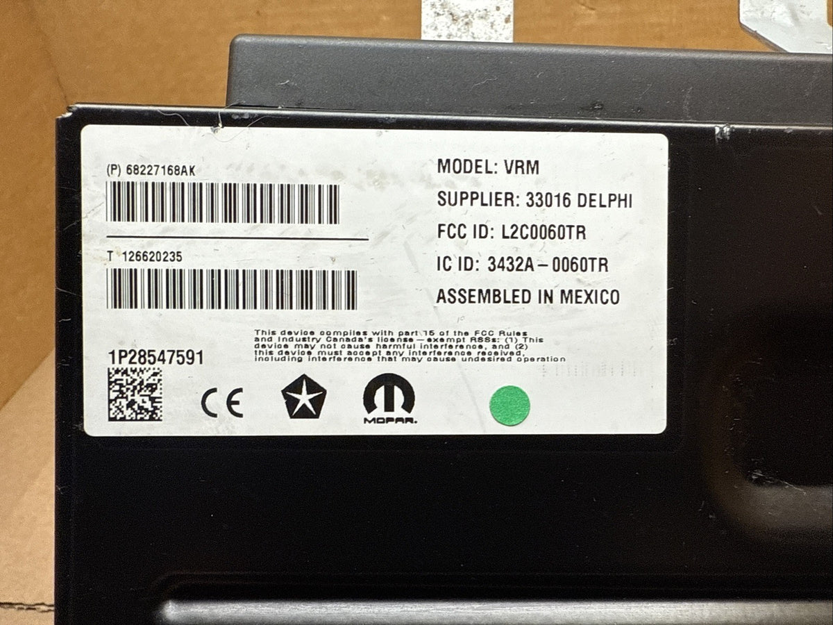 2017 Chrysler Pacifica Video Module OEM 68227168AK5