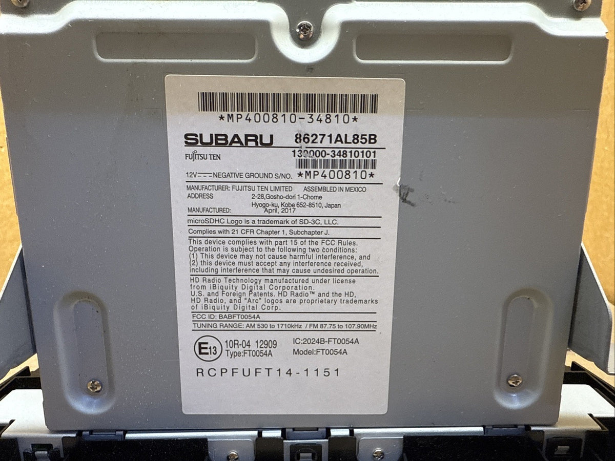 2015 2017 Subaru Legacy Outback Radio Touch Screen Touchscreen 86271AL85B6