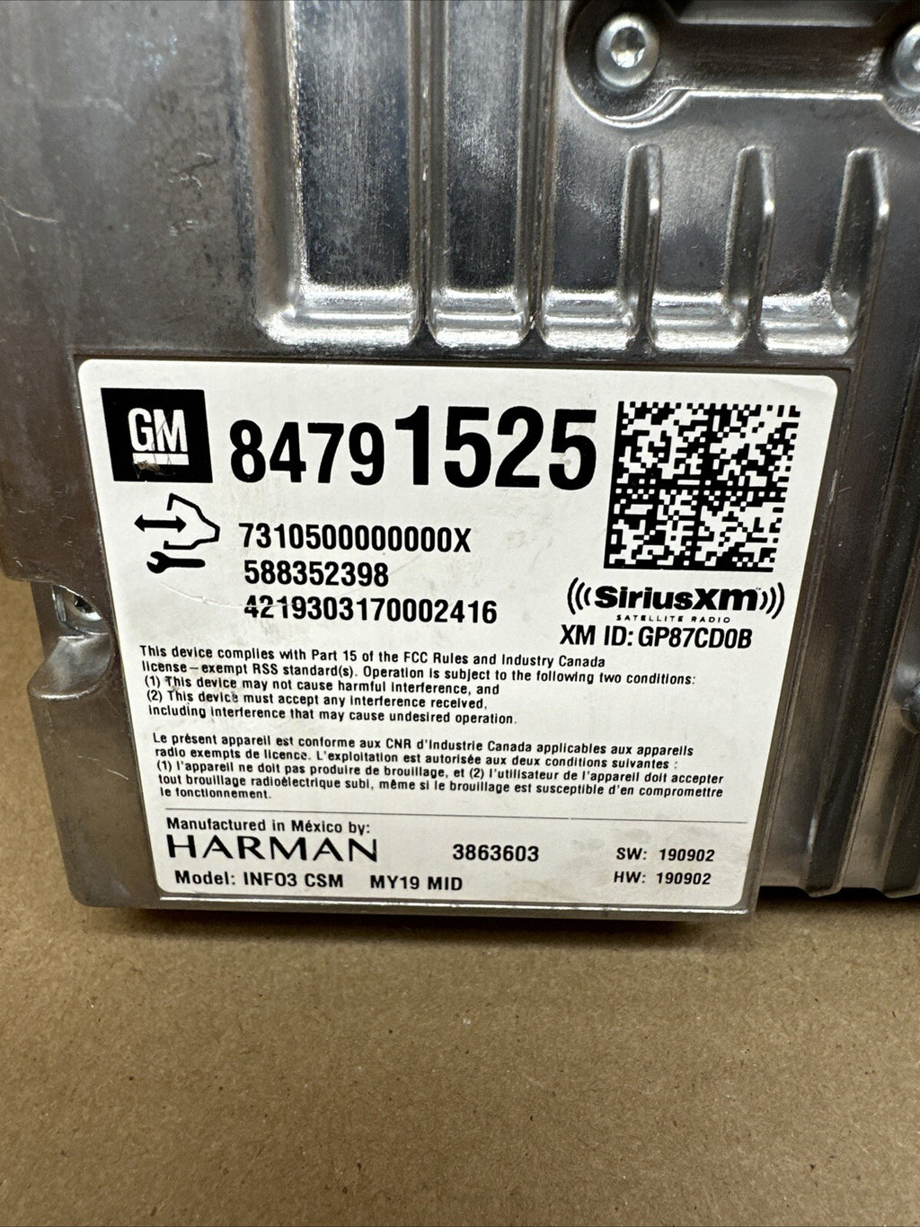 2020 CHEVROLET COLORADO radio amplifier Harman 84791525 OEM3
