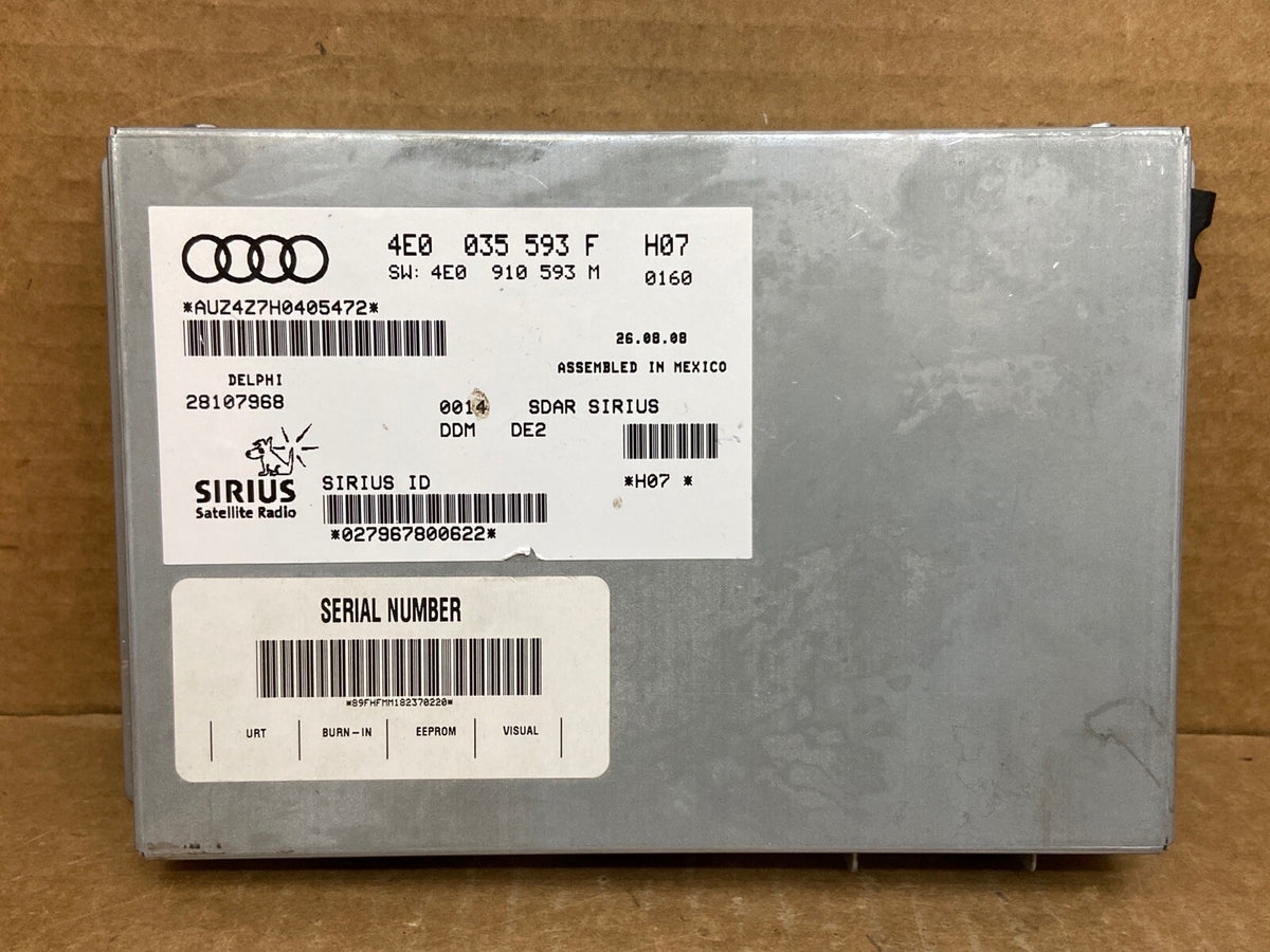 2008 2009 2010 AUDI A8 SIRIUS SATELLITE RADIO MODULE 4E0 035 593 F0
