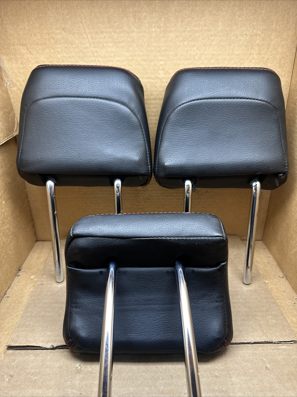 2015 2020 FORD EDGE OEM REAR BACK SEAT HEADRESTS HEAD REST BLACK LEATHER SET 34