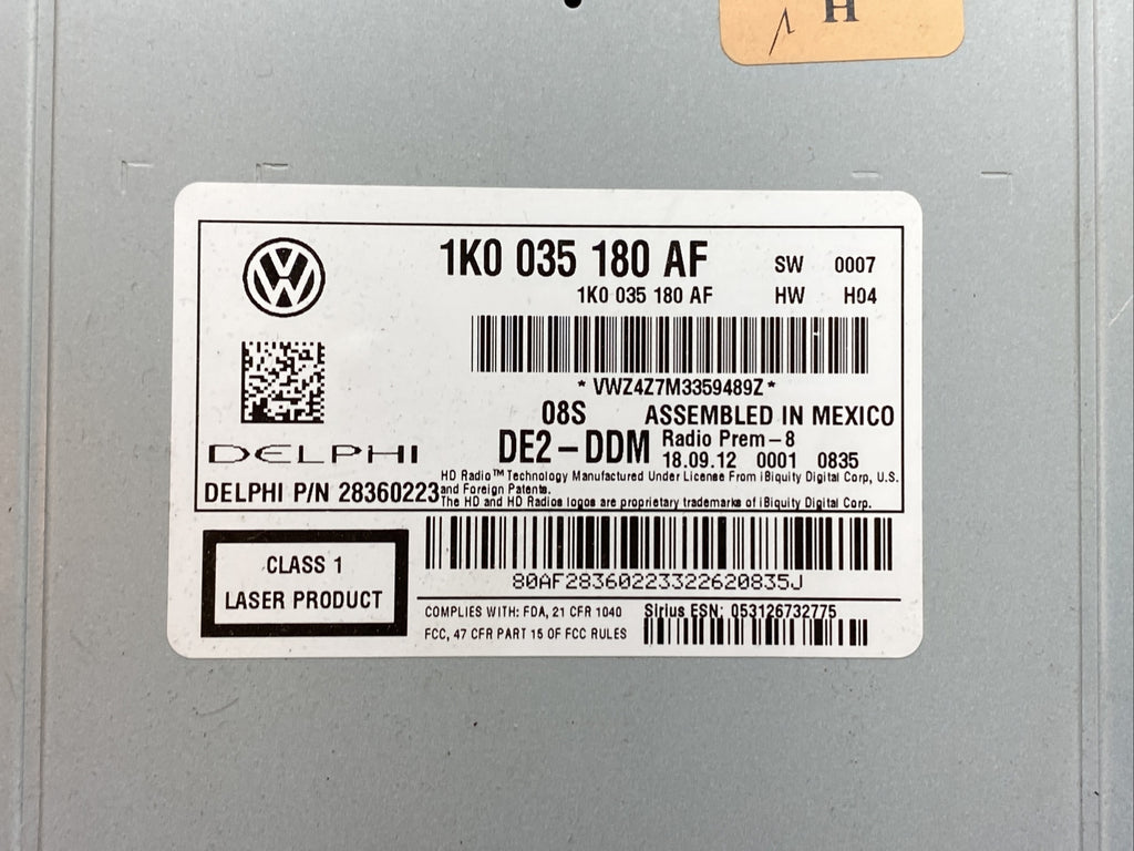 2013 Volkswagen Jetta Satellite Radio Media Screen 1K0 035 180 AF 1K0035180AF6