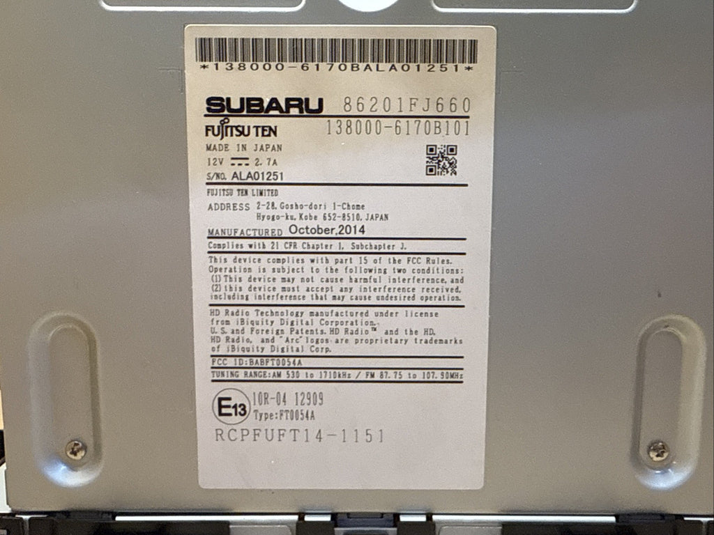 2015 2017 Subaru Impreza Crosstrek Radio Dash Screen 86201FJ6609