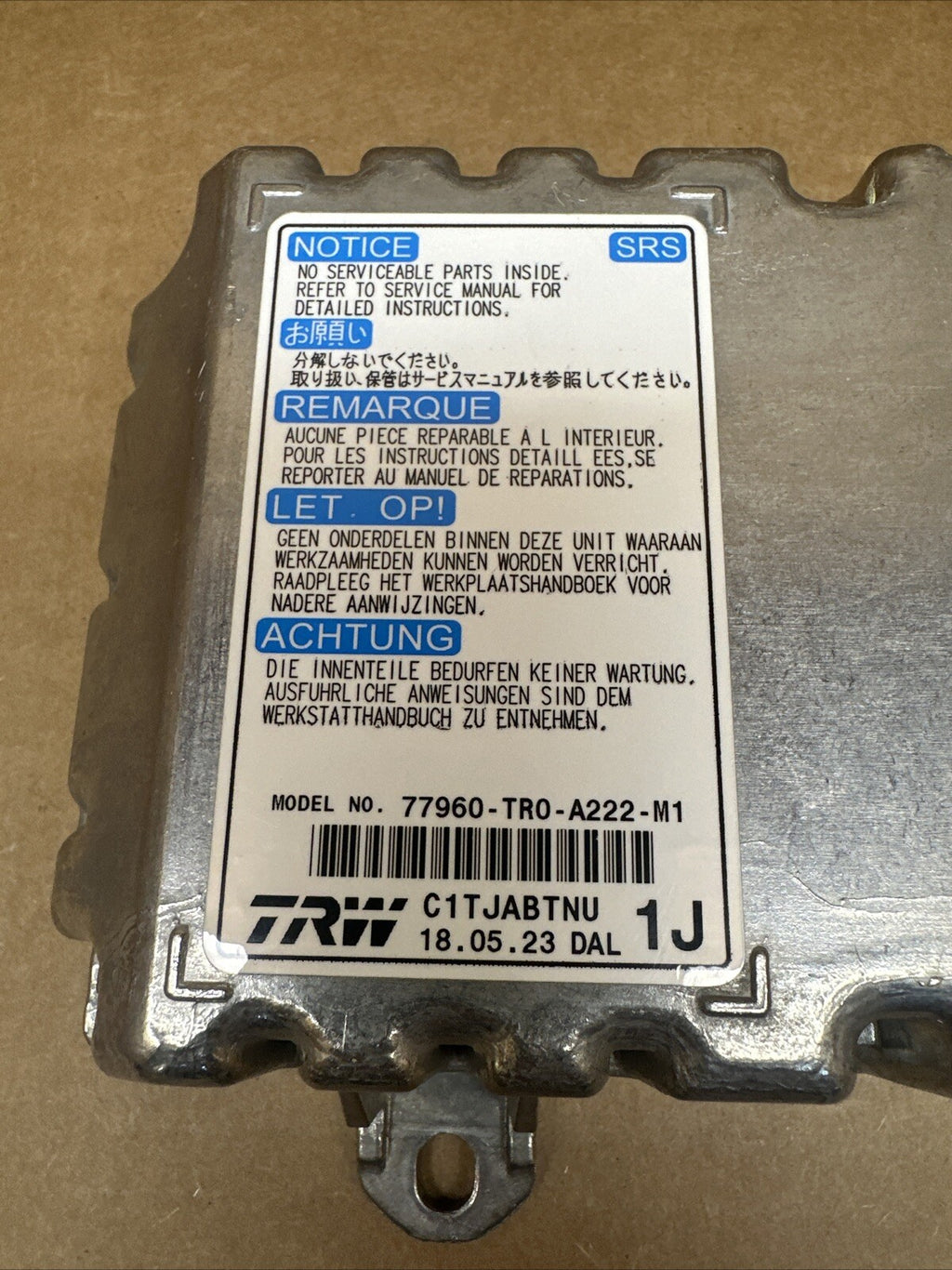 2014 2015 Honda Civic Air Bag Airbag Computer Control Module 77960 TR0 A222 M11