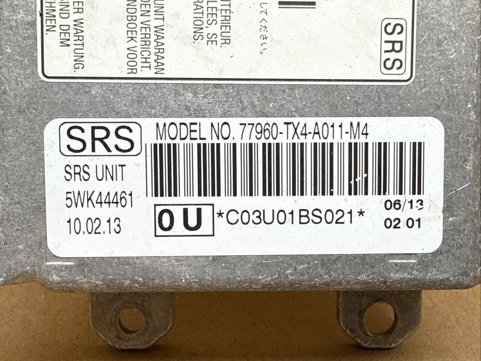 Acura RDX AirBag Air Bag Restraint Control Module 77960 TX4 A011 M41
