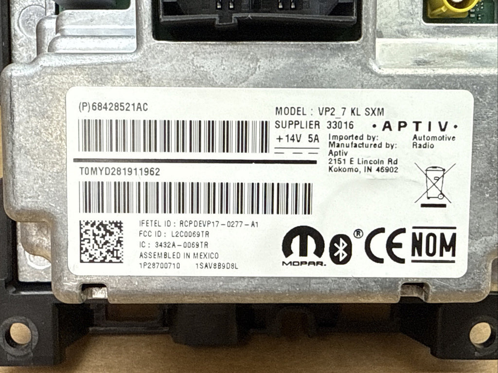 2017 2020 Jeep Cherokee Radio Receiver Player Information Screen OEM 68428521AC9