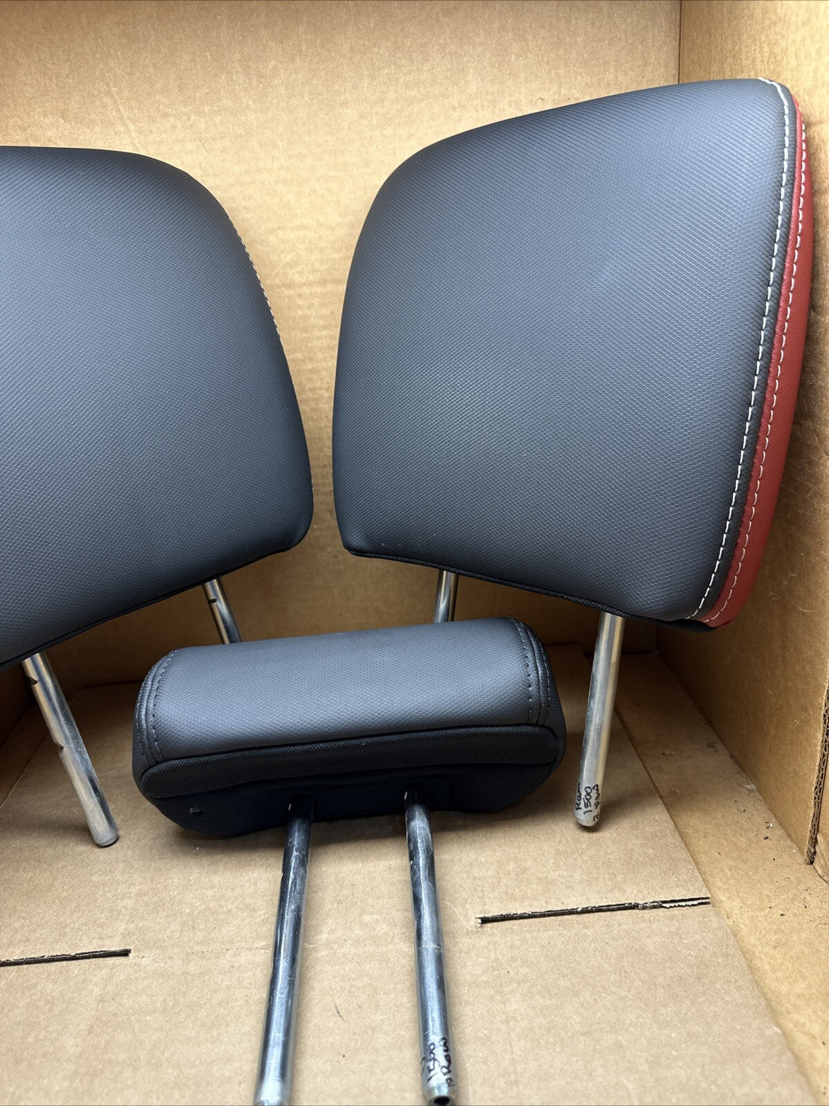 2009 2018 Dodge Ram 1500 Rebel Rear Black Red Leather Head Rest Headrest Set OEM1