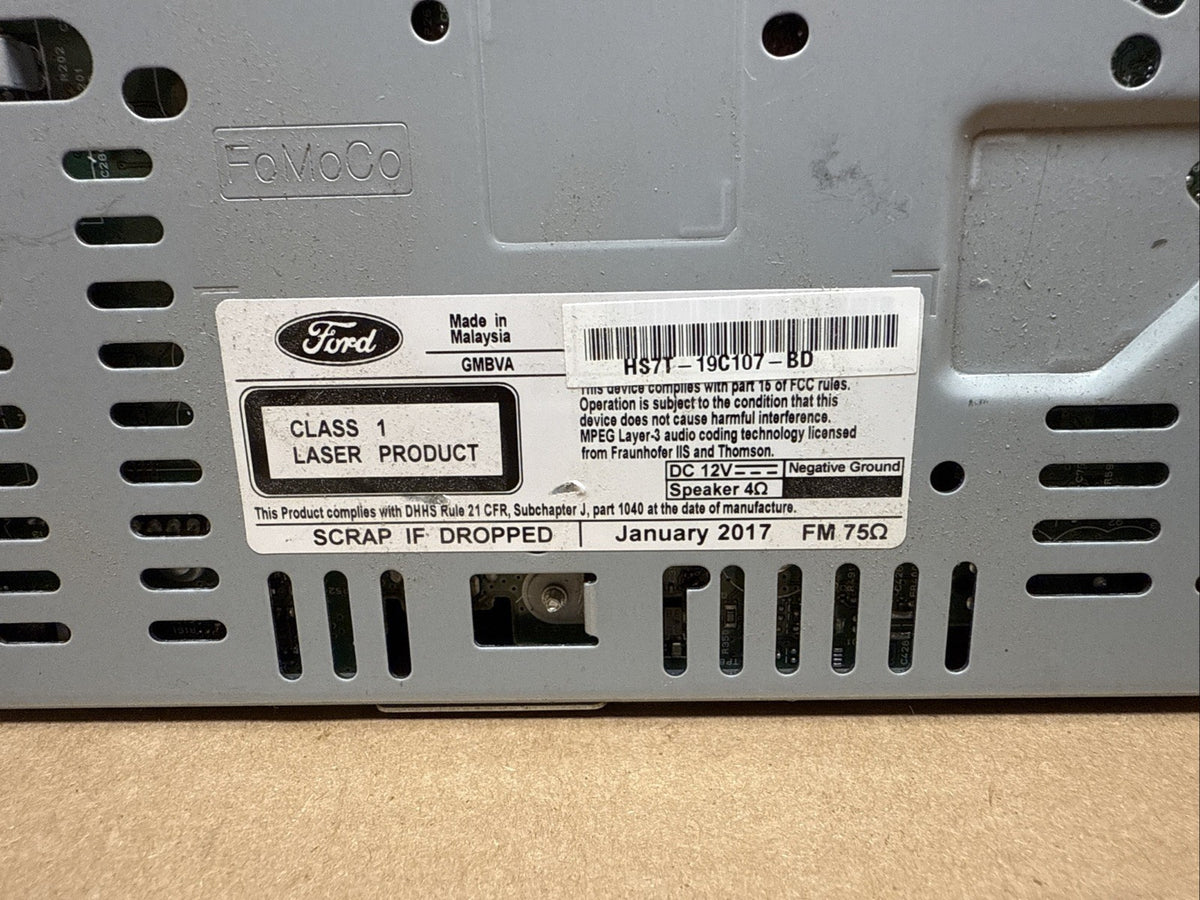 2017 2020 Ford Fusion Radio Receiver CD Player HS7T 19C107 BD7