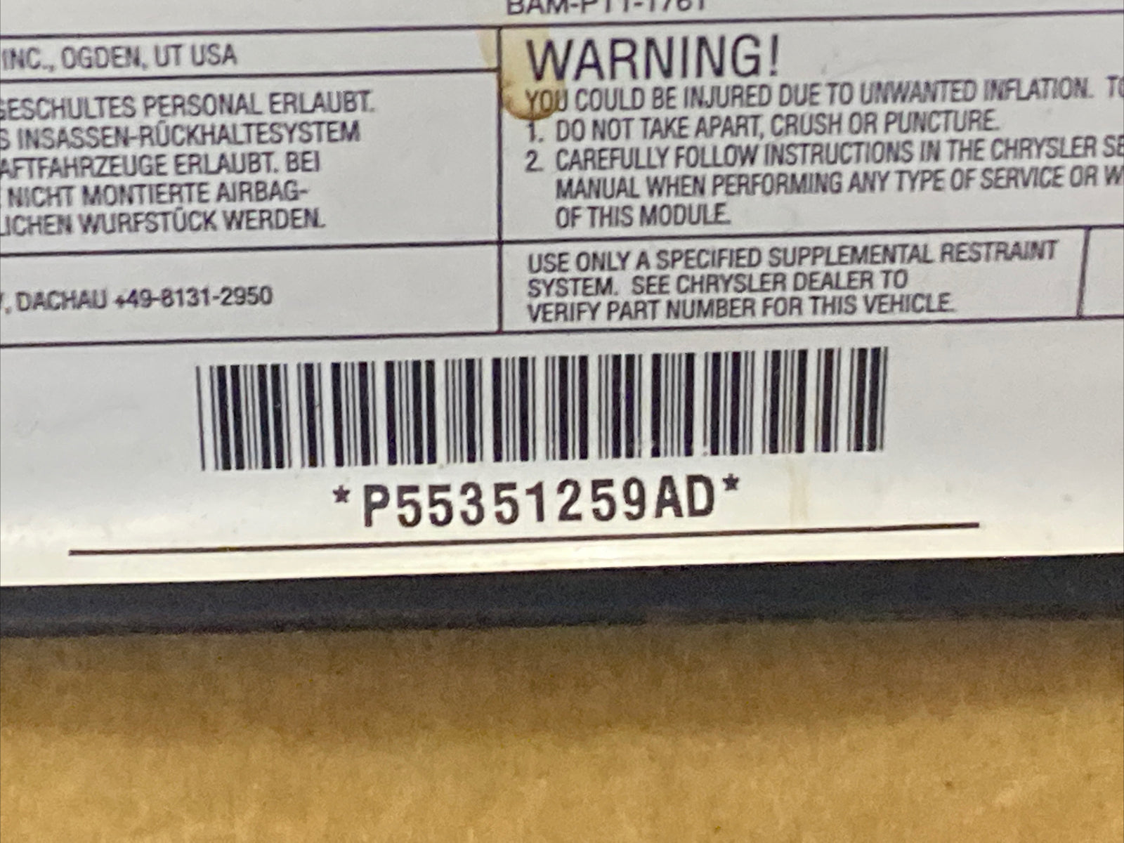08 17 Patriot Driver Passenger Left Right Upper Curtain Roof Air Bag Airbag Set2