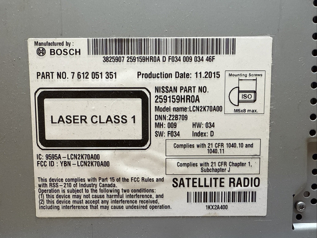 13 16 Nissan Altima Audio Radio Stereo Info Display Touch Screen 259159HR0A11