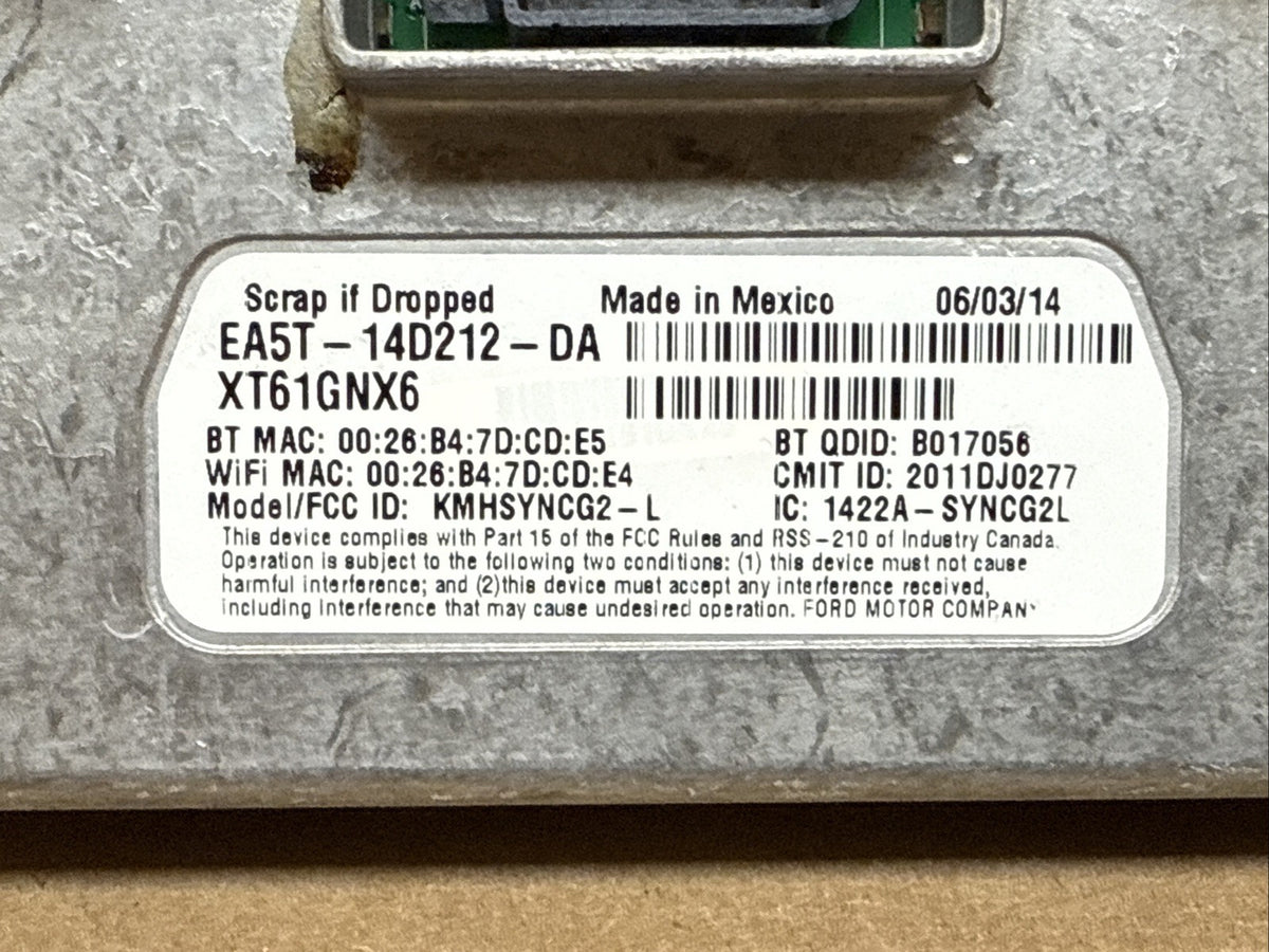 Ford Sync 2 Sync2 APIM Radio Module DL3T 14F239 AS EA5T 14D212 DA3