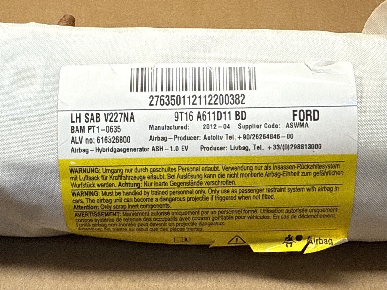 2010 2013 Ford Transit Connect Front Left Side Driver Seat Air Bag Airbag3