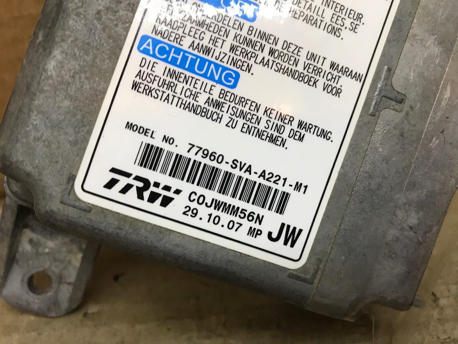 Honda Civic Coupe Air Bag Airbag Computer Control Module 77960 SVA A221 M11