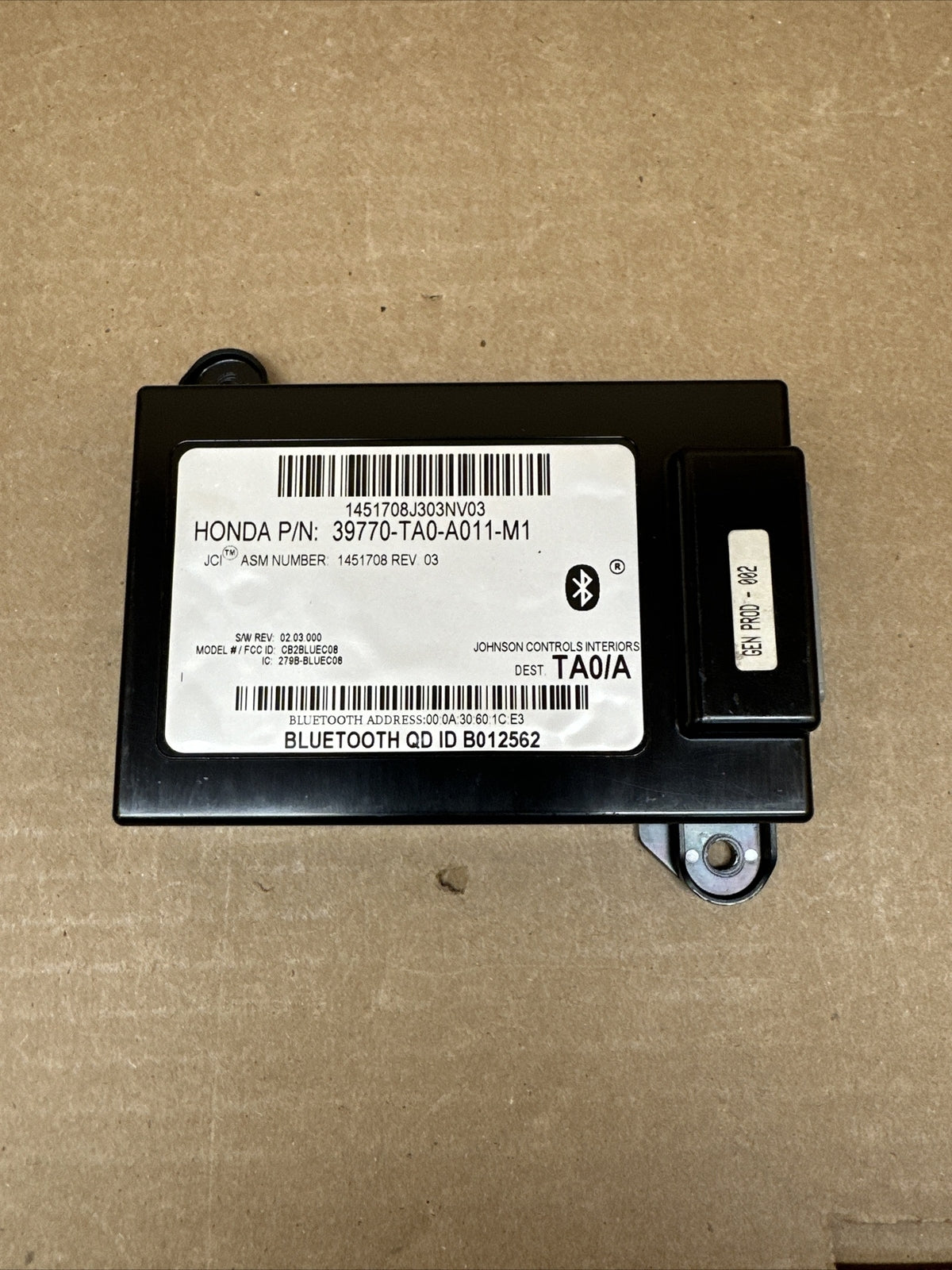 2008 2012 Honda Accord Communications Bluetooth Module OEM 39770 TA0 A011 M10