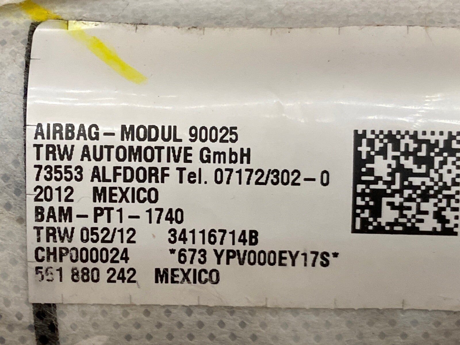 VW Volkswagen Passat Front Right Side Passenger Seat Air Bag Airbag2