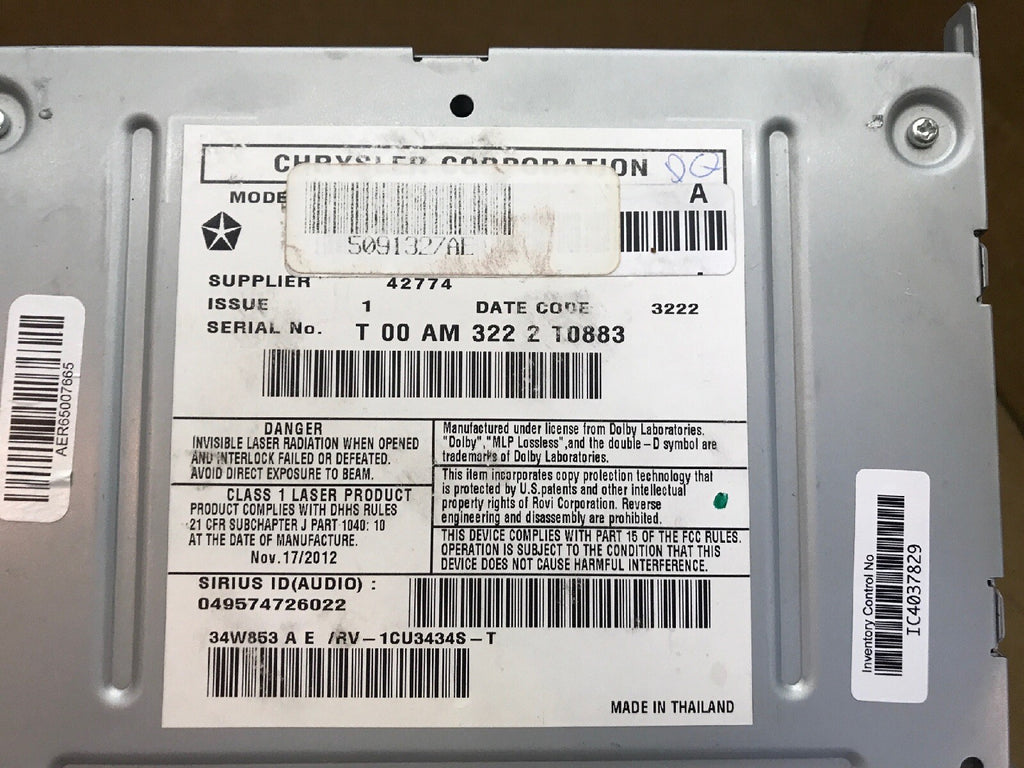 10 18 Grand Caravan Town Country Nitro Radio CD Dvd MyGig RBZ P05091327AE6