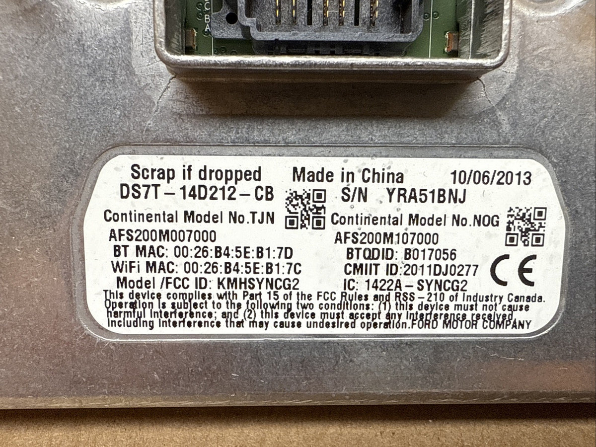 Ford Sync 2 Sync2 APIM Radio Module DS7T 14D212 CB C1BT 14F239 CK3