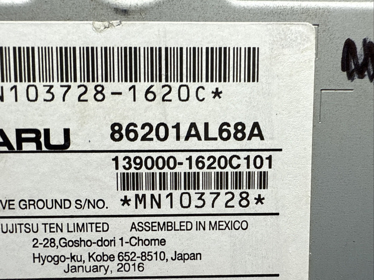 2016 Subaru Legacy Outback Radio Screen Navigation Display 86201AL68A9