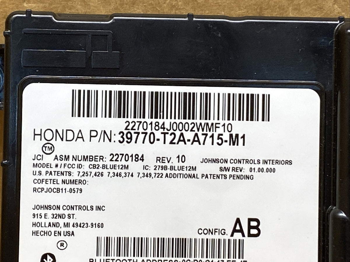 2013 2015 Honda Accord Communications Bluetooth Module OEM 39770 T2A A715 M12