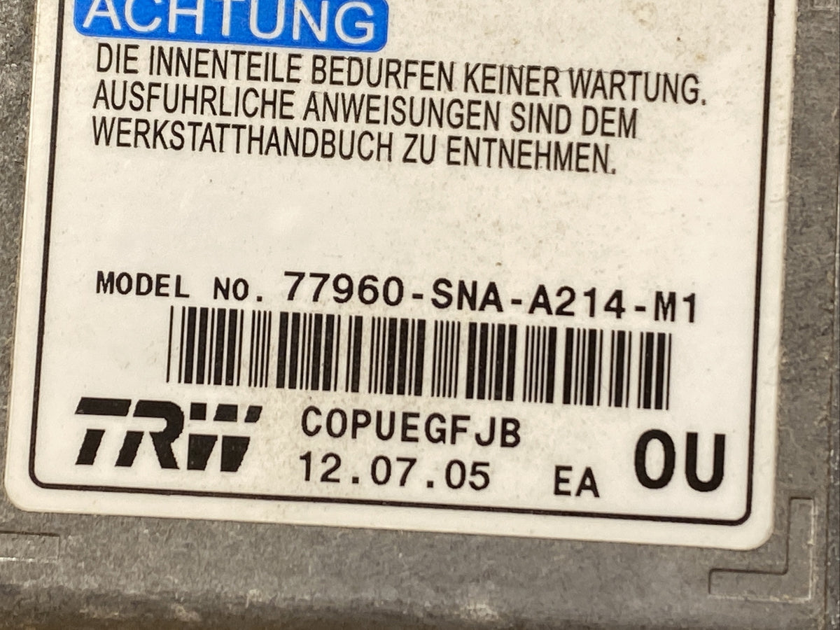 Honda Civic Coupe Air Bag Airbag Computer Control Module 77960 SNA A214 M11