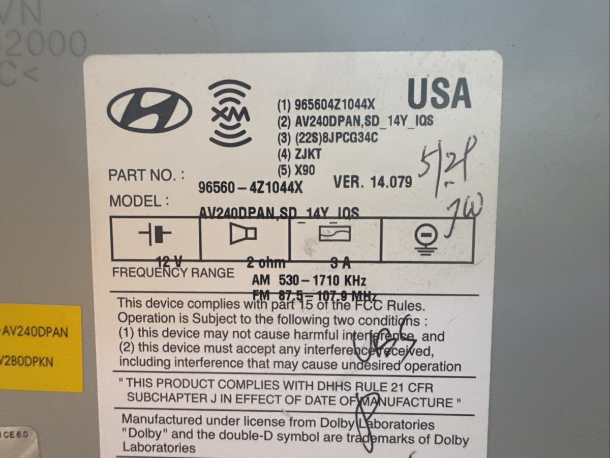 2013 2016 Hyundai Santa Fe Touchscreen Screen Radio 96560 4Z1044X9
