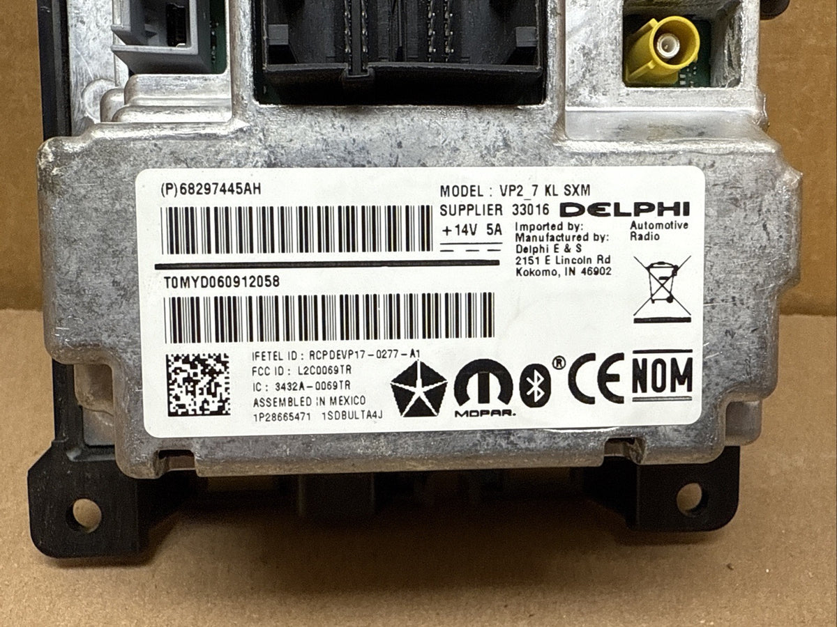 2019 Jeep Cherokee 7" Touch Screen Bluetooth Radio Receiver OEM 68297445AH7